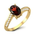 thumbnail image 2 of 1.56 Cts Oval Garnet 925 Sterling Silver Gold Vermeil Solitaire Accent Woman Halo Valentines Day Gifts Ring, 2 of 4