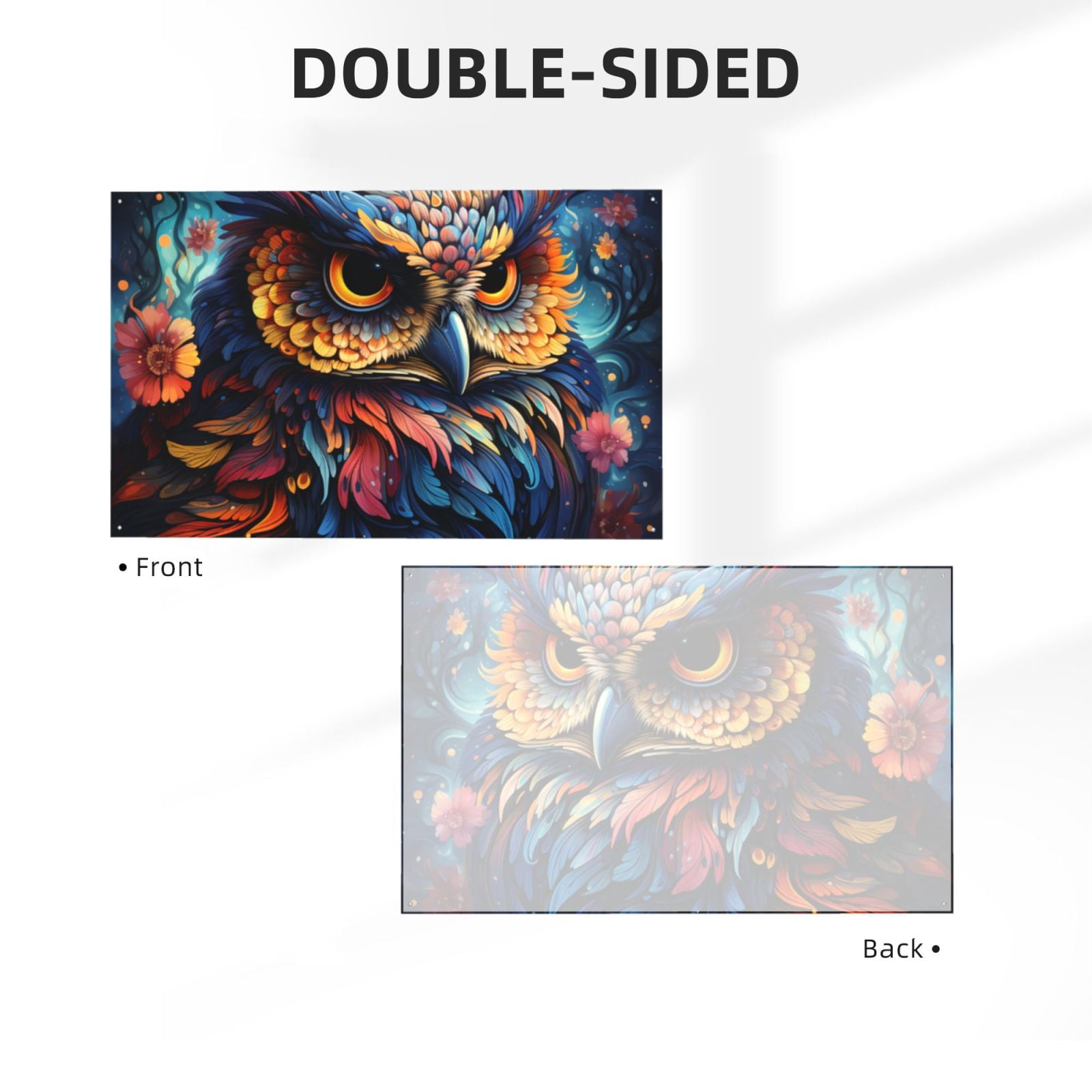 Owl Galaxy Flower Art Four Hole Decorated Banner Flag for Garden Yard Home Decoration Indoor Outdoor 4x6 Ft
