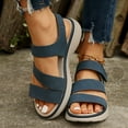 thumbnail image 5 of Women Sandals Wedge Flatform Open Toe Ankle Straps Peep Toe Solid Color High Heel Shoes for Women Casual Outdoor Beach Vacation Holiday Fashion Dark Blue 38, 5 of 9