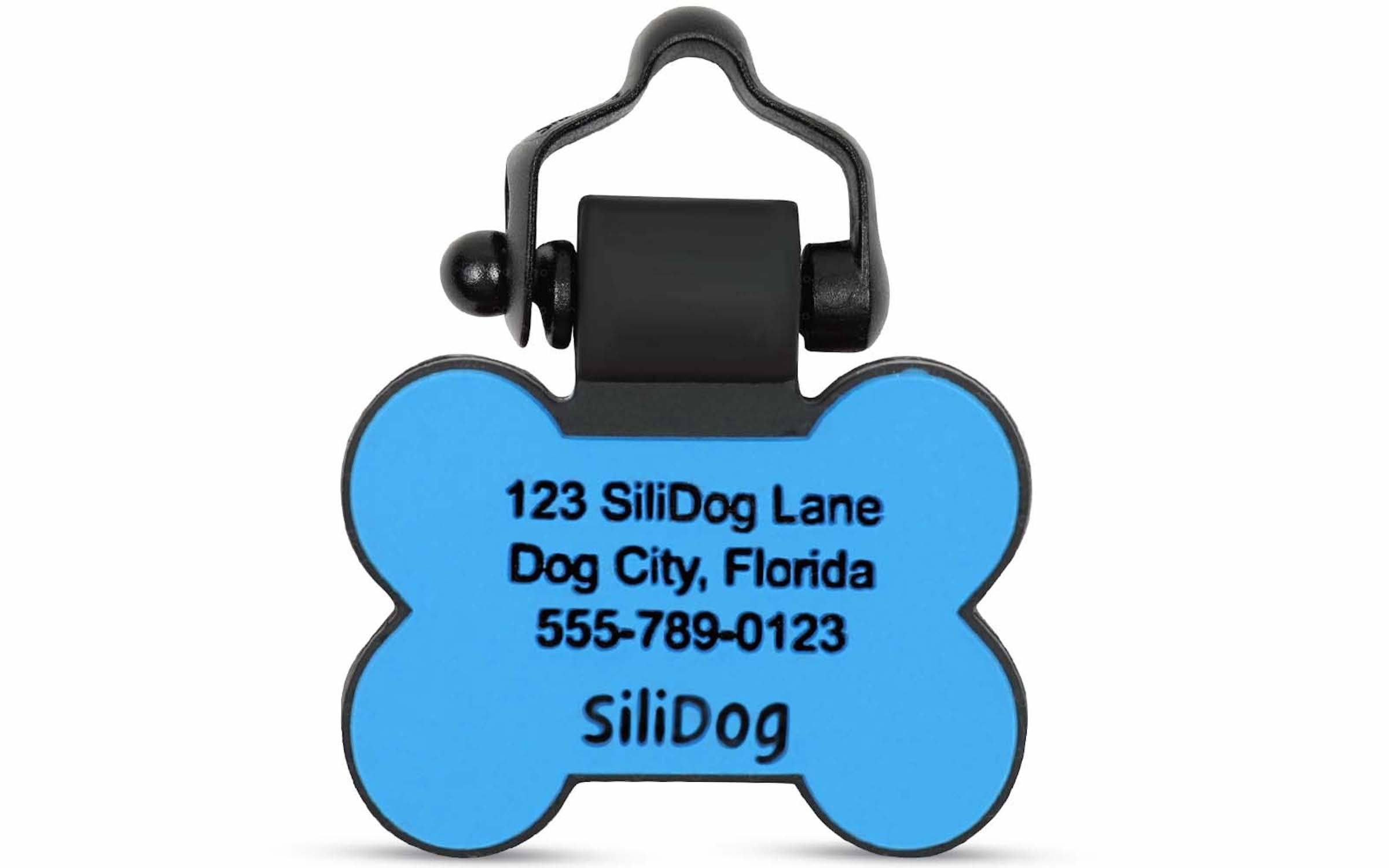SiliDog 100% Silicone Pet Tags Blue Bone