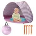thumbnail image 1 of YOPTOP Pop Up Baby Beach Tent Kiddies Shade Pool Tent 50  SPF Sun UV Protection Baby Beach Sun Shelter  with Separable Pool for Infant Indoor Outdoor (Lake Green Stripes  Pink Stripes),pinkstripes, 1 of 6