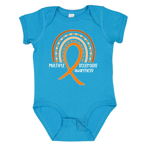 Inktastic Multiple Sclerosis Awareness Orange Ribbon Rainbow Boys or Girls Baby Bodysuit