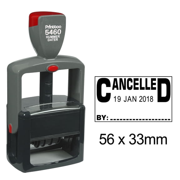 Printtoo Office Document Heavy Duty Stamp With Cancelled By Text Date Self Inking Rubber Stamp-Black