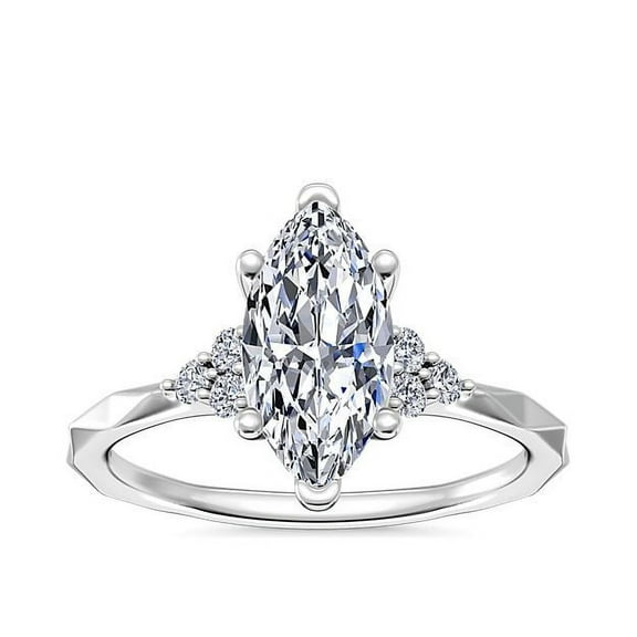 2.15 Ct Marquise Cut Stunning Moissanite Halo Engagement Ring for her Solid 14K White Gold Size 7 by Diamond-Capitals