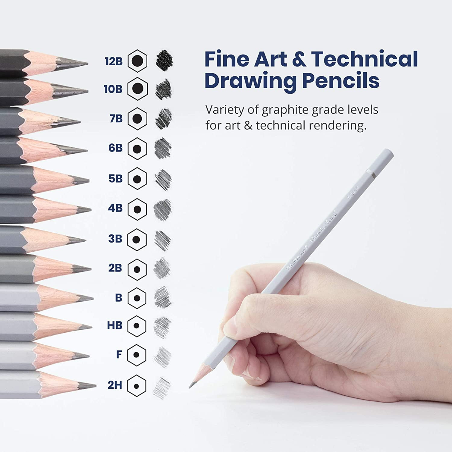 Premium Graphite Drawing Pencils for Artists, Soft Pack - Professional Pencils for Drawing, Drafting, Sketching and Shading 12 Pk. - Great Non Toxic Art Supplies Set for Adults and Kids