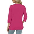 thumbnail image 3 of Dyfzdhu Long Sleeve T-shirt For Women Round Neck Solid Color 3/4 Sleeves Blouse Tops Blouse T Shirt Casual Top, 3 of 6