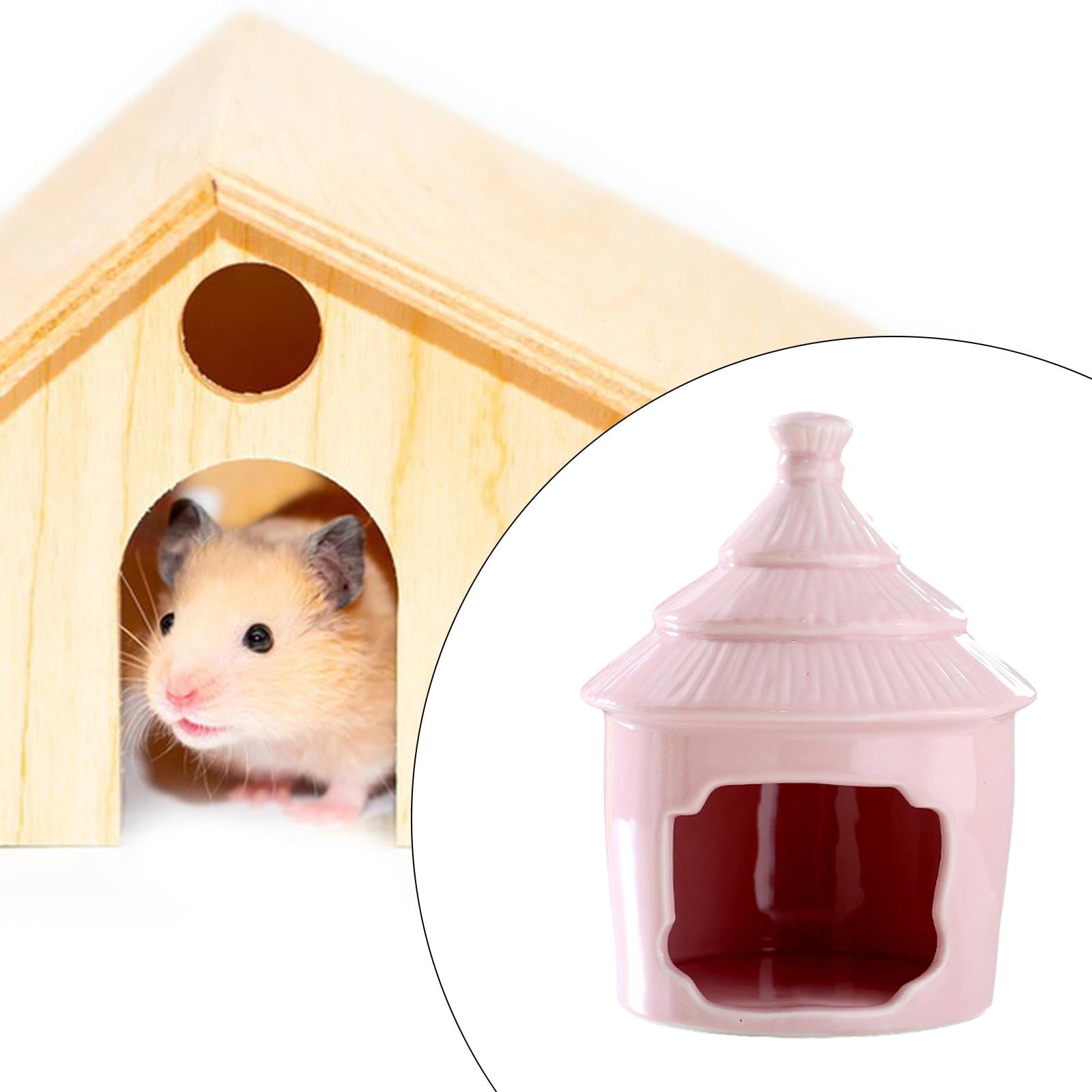 perfeclan Hamster Hideout House, Hamster Habitats, Ceramic Indoor Mini Cave, Habitat Decorations for Chinchilla Other Small Pet Squirrel Pink