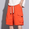 thumbnail image 3 of Cargo Shorts for Men 9 Pack Plus Size Cargo Shorts for Men, Fashion Elastic Waist Casual Shorts with Multi Pocket, Loose Hiking Sports Short Pants Orange L, 3 of 5