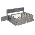 thumbnail image 5 of Full Size Solid Wood Bed Frame with 2 Bedside Cabinets, Upper Shelves and 4 Drawers, Platform Bed Frame, Mid Century Bedframe, Wood Daybed, Wood Foundation(Gray, Full), 5 of 9
