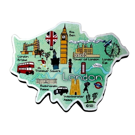 London England Decowood Jumbo Wood Fridge Magnet 3.6" x 3.75"