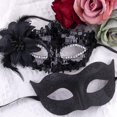 thumbnail image 4 of Máscaras de mascarada SIQUK, lentejuelas para pareja, venecianas, color negro, 4 of 7