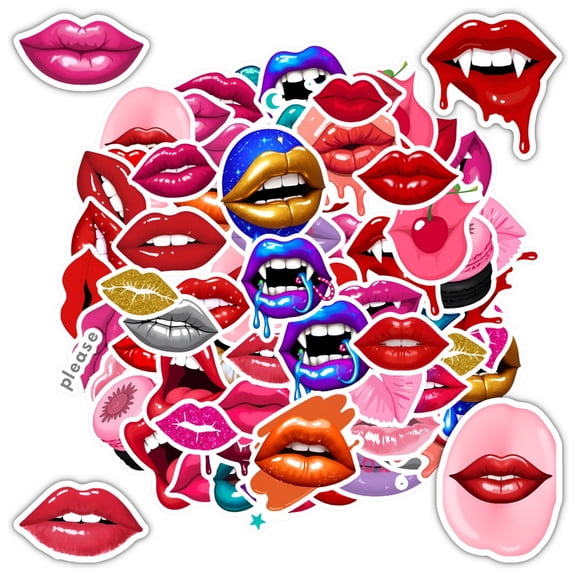 35pcs-50pcs   Art Stickers Fashion Lips Stickers Chic Funny Stickers for Laptop Suitcase Fridge