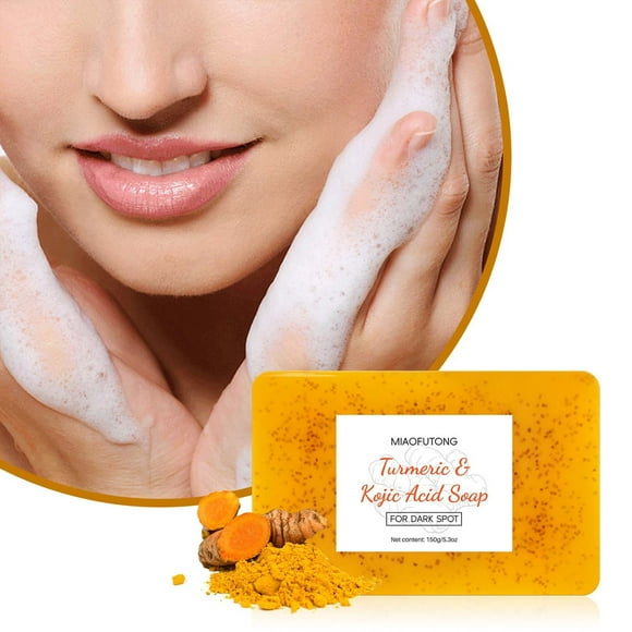 Deals! Gspmoly Handmade Soaps, Turmeric Soap with Kojic - Lemon Turmeric Soap with Ginger Particles Soap - 150G Organic Soaps