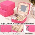thumbnail image 3 of Lsupdaol Bridesmaid Gifts Jewelry Box with Mirror, PU Leather Small Travel Jewelry Case Organizer Storage for Women Girls, 3 of 11