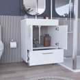 thumbnail image 3 of White Bathroom Vanity, Double Door Cabinet And One Drawer, Lustrous, 23.35in Depth, 18.2in Width, 32.61in Height, 59.91lb Weight Modern ,, 3 of 4