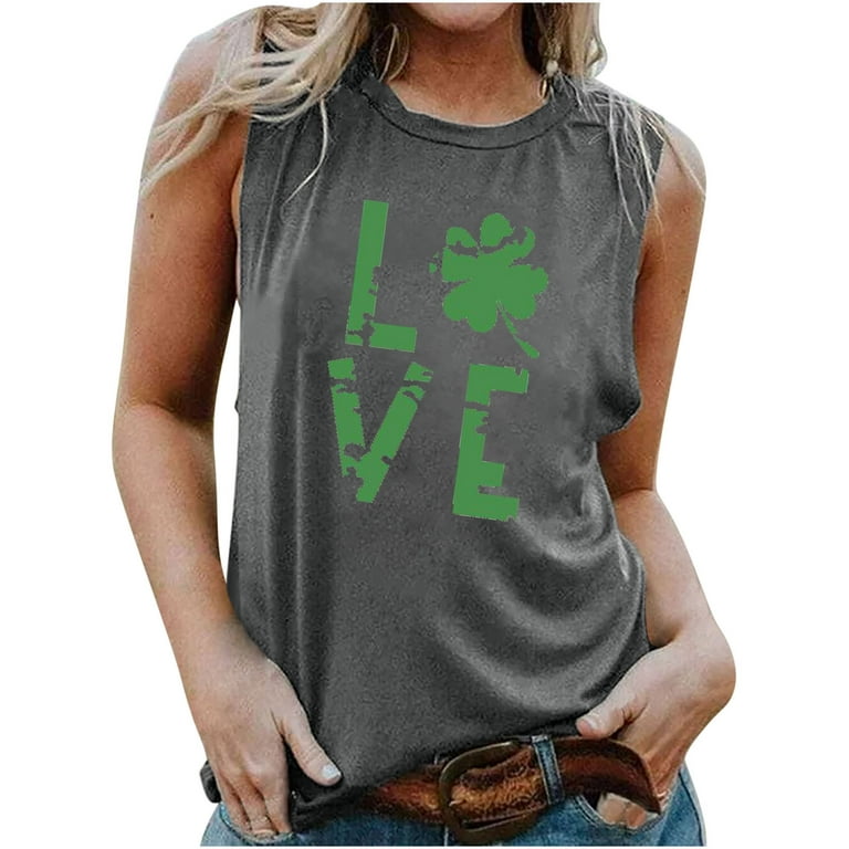 YWDJ St Patrick's Day Tank Top for Women Workout Funny Clover