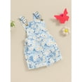 thumbnail image 2 of Kids Toddler Girl Summer Outfit Floral Print Overalls Jumpsuit Sleeveless Romper Bib Shortalls Suspender Shorts Pants, 2 of 7