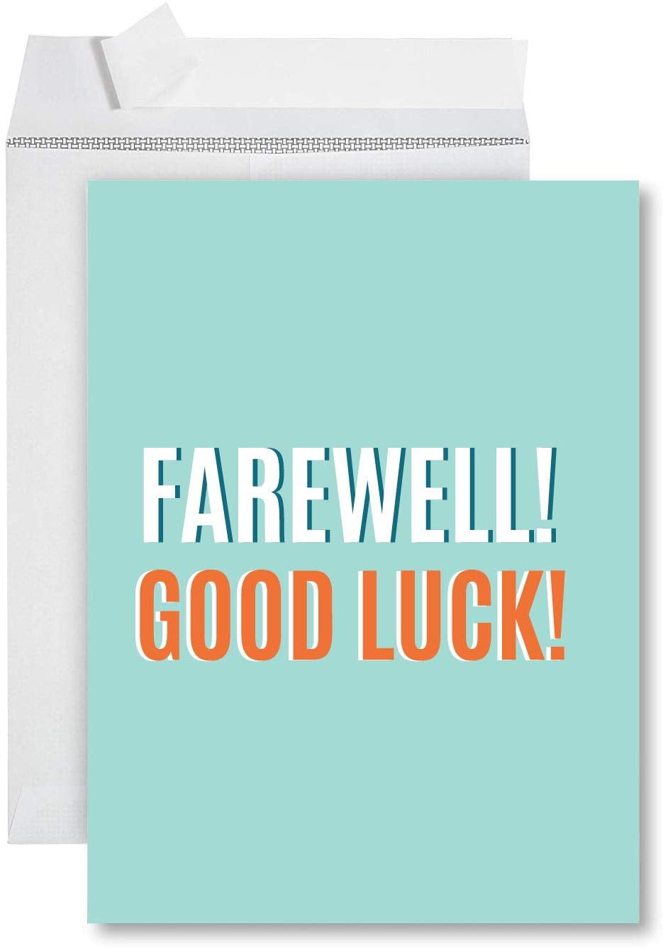 andaz press funny jumbo farewell card with envelope 8.5 x 11 inch, office  card, farewell good luck! diamond blue - walmart