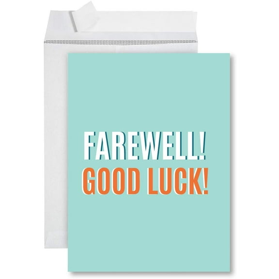 Koyal Wholesale Funny Jumbo Farewell Card With Envelope 8.5 x 11 inch, Office Card, Farewell Good Luck! Diamond Blue
