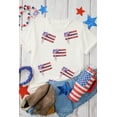 thumbnail image 2 of Women's White Sequin Bow T-Shirt with American Flag Patches | [ZhiHiMeRi] | (US 20-22)2XL, 2 of 12