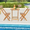 thumbnail image 1 of Costway 3 PCS Folding Patio Bistro Set Solid Acacia Wood Table & Chairs Slatted Tabletop, 1 of 10