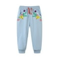 thumbnail image 2 of Qingpeng Toddler Girls Cotton Joggers Casual Loose Drawstring Elastic Waist Flower Embroidery Solid Sweatpants with Pockets, 2 of 9
