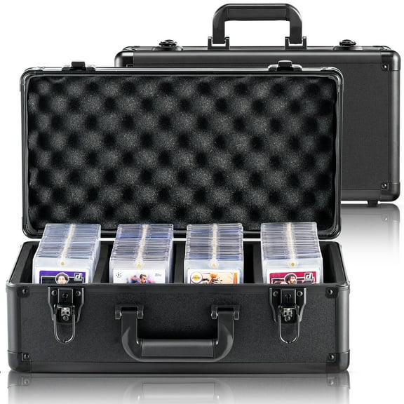 VEVOR Graded Card Storage Box, 4 Slots, Graded Sports Cards Holder Carrying Case with Key Lock Foam Dividers, for 108 PSA Graded Cards 76 BGS Cards 84 SGC Cards 388 Top Loaders or 999  Loose Cards