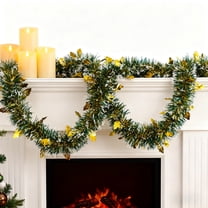 Kumdkd 6.5ft Christmas Garland with Snowflake Confetti, Shimmering Green Red Gold Decorative Stripe for Tree Wrapping, Staircase, Mantel, Party Backdrop, Festive DIY Holiday Decorations