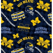 Official Licensed NCAA University of Michigan Check Allover Fabric by the Yard