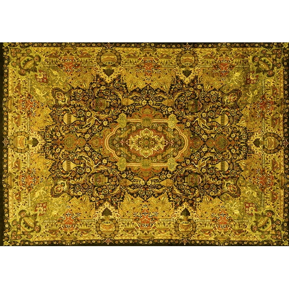 Ahgly Company Indoor Rectangle Persian Yellow Traditional Area Rugs, 4' x 6'