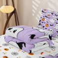 thumbnail image 5 of Erosebridal Cartoon Witch Ghost Zipper Twin Comforter Sets with Fitted Sheet and 2 Pillowcases, Halloween Pumpkin Zipper Bedding Set for Boys Girls, Lavender White, Halloween Reversible, 5 of 7