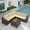 6-pieces-Beige, variant on Aiho 7-Piece Outdoor Rattan Sofa Set for 6 with Tempered Glass Table - Patio, Garden & Backyard Furniture, Beige