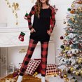 thumbnail image 2 of Women's Christmas Pajama Sets Casual Soft Print Crewneck Long Sleeve Top and Pants 2 Piece Outfits Pjs Sleepwear, 2 of 8