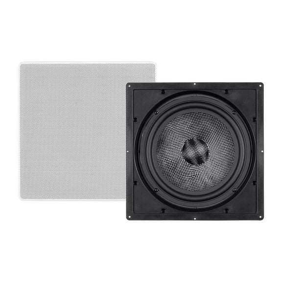 Monoprice Carbon Fiber In-Wall Speaker - 10 Inch (Each) 300 Watt Subwoofer, Easy Install For Home Theater - Alpha Series
