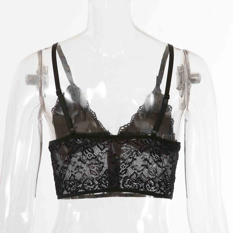 Buy Boldgal Women's Lace Sheer Bralette Top (Black_Small) at