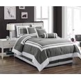 thumbnail image 1 of Unique Home Caprice Comforter Set 7 Piece Collections Bed Set Mordern Square Design Style Bedding Clearance Comforter Super Soft (CalKing, Gray), 1 of 1