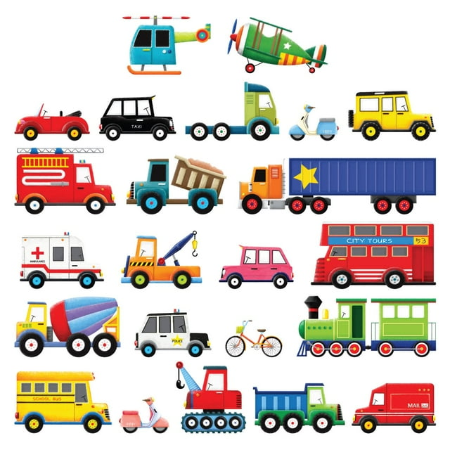 Decowall Ds4-8004 Transportes Pegatinas De Pared Para Niños Calcomanías De Pared Despegables Y Pegables Extraíbles Para Niños Guardería Dormitorio Sala De Estar (Pequeño) D?Cor