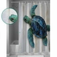 thumbnail image 3 of 72x78 Inch Shower Curtain Sea Turtle Bathroom Decor Waterproof Fabric Bathtub Bath Curtains Decorative Coastal Summer Beach Vintage Wooden Extra Long Shower Curtain Set with Hooks, 3 of 6