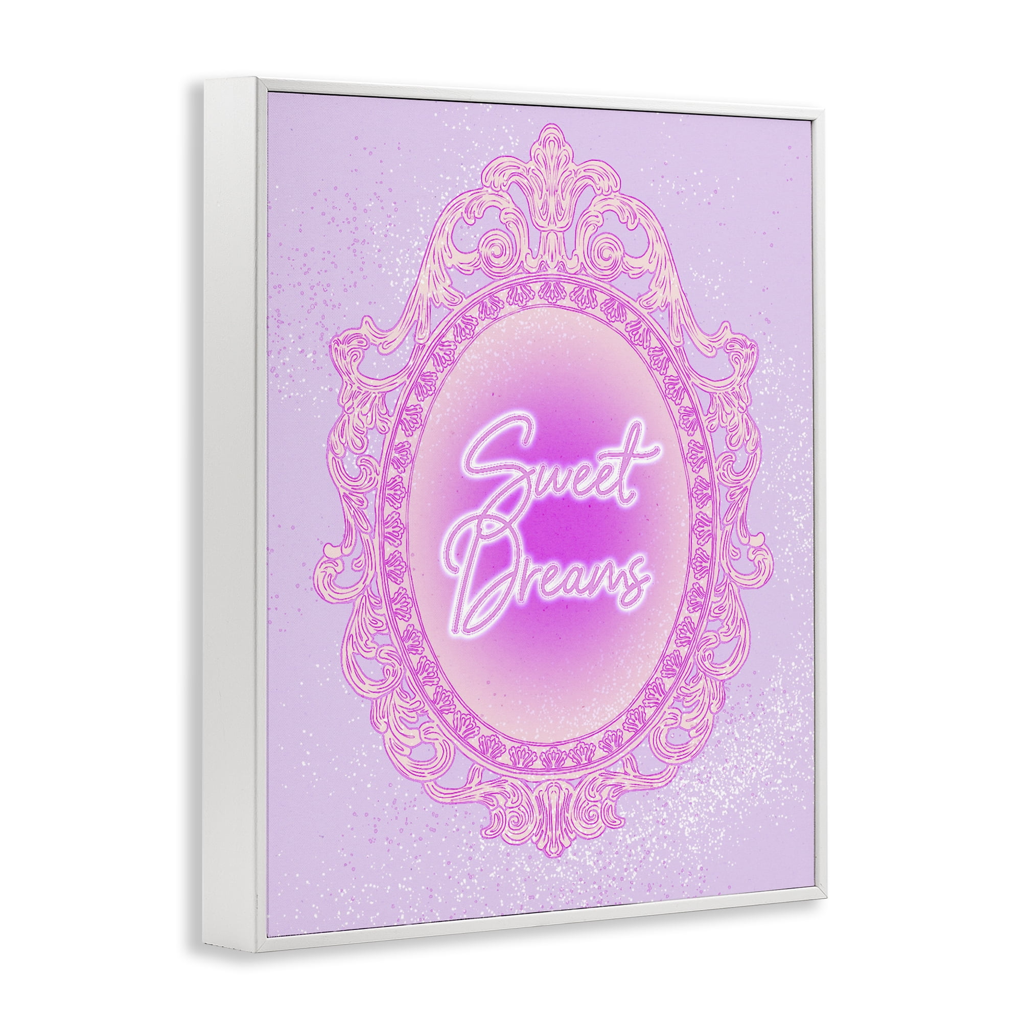 Stupell Industries Sweet Dreams Ornate Mirror White Framed Giclee Art, design by Ziwei Li