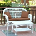 thumbnail image 4 of Jeco Santa Maria White Wicker Patio Love Seat And Coffee Table Set Without Cushion, 4 of 11