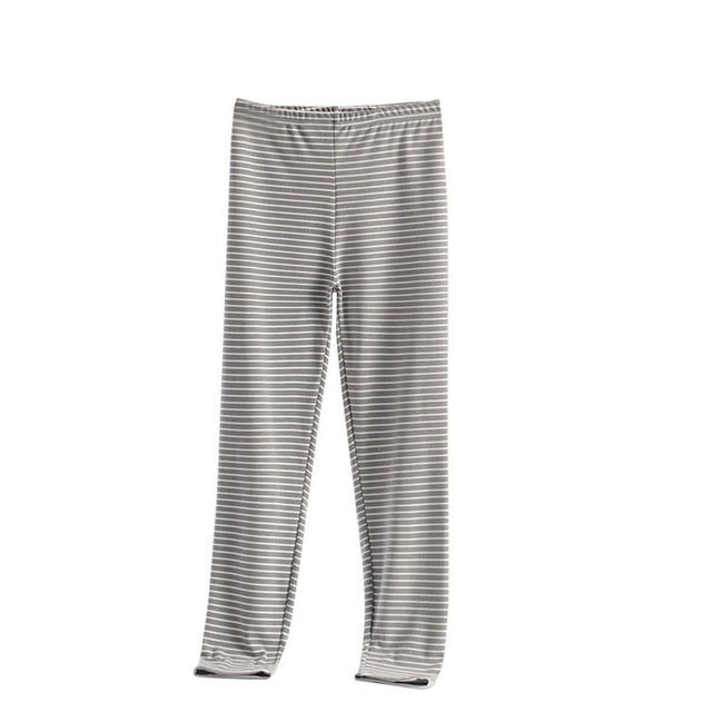 Qtocio Womens Thermal Pants,Striped Warm Base Layer Bottoms Elastic Waist Soft Thickened Home Pants for Cold Weather
