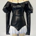 thumbnail image 1 of Vestidos casuales con volantes con cordones de cuero PU Vestidos femeninos Moda suave para viajes FLhrweasw Para estrenar, 1 of 5