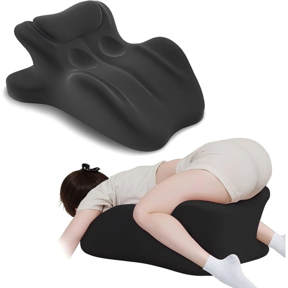 Ergonomic Memory Foam Wedge Pillow with 27° Incline for Back Support, Black Positioning Cushion