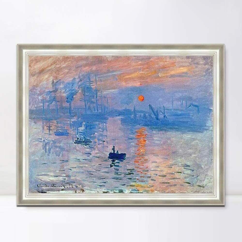 24x32 Framed Canvas Impression Soleil Levant 1872 By Claude Monet