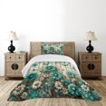 thumbnail image 4 of Ambesonne Rustic Quilted Bedspread Set 2 Pcs, Farmhouse Cold Tone Daisies, Twin Size, Turquoise and Grey Yellow, 4 of 5