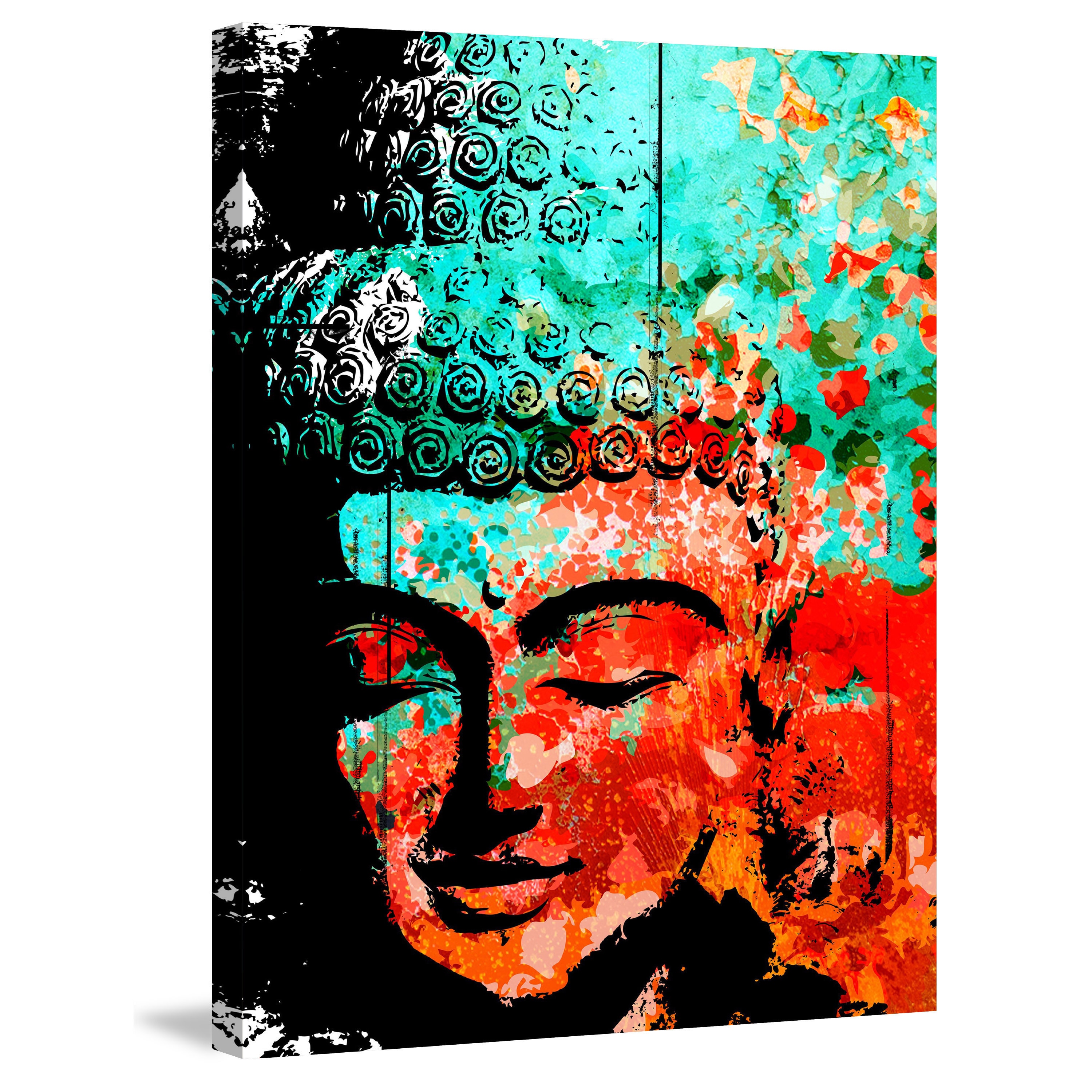 Marmont Hill "Buddha Green Red" by Rick Martin Painting Print on Wrapped Canvas