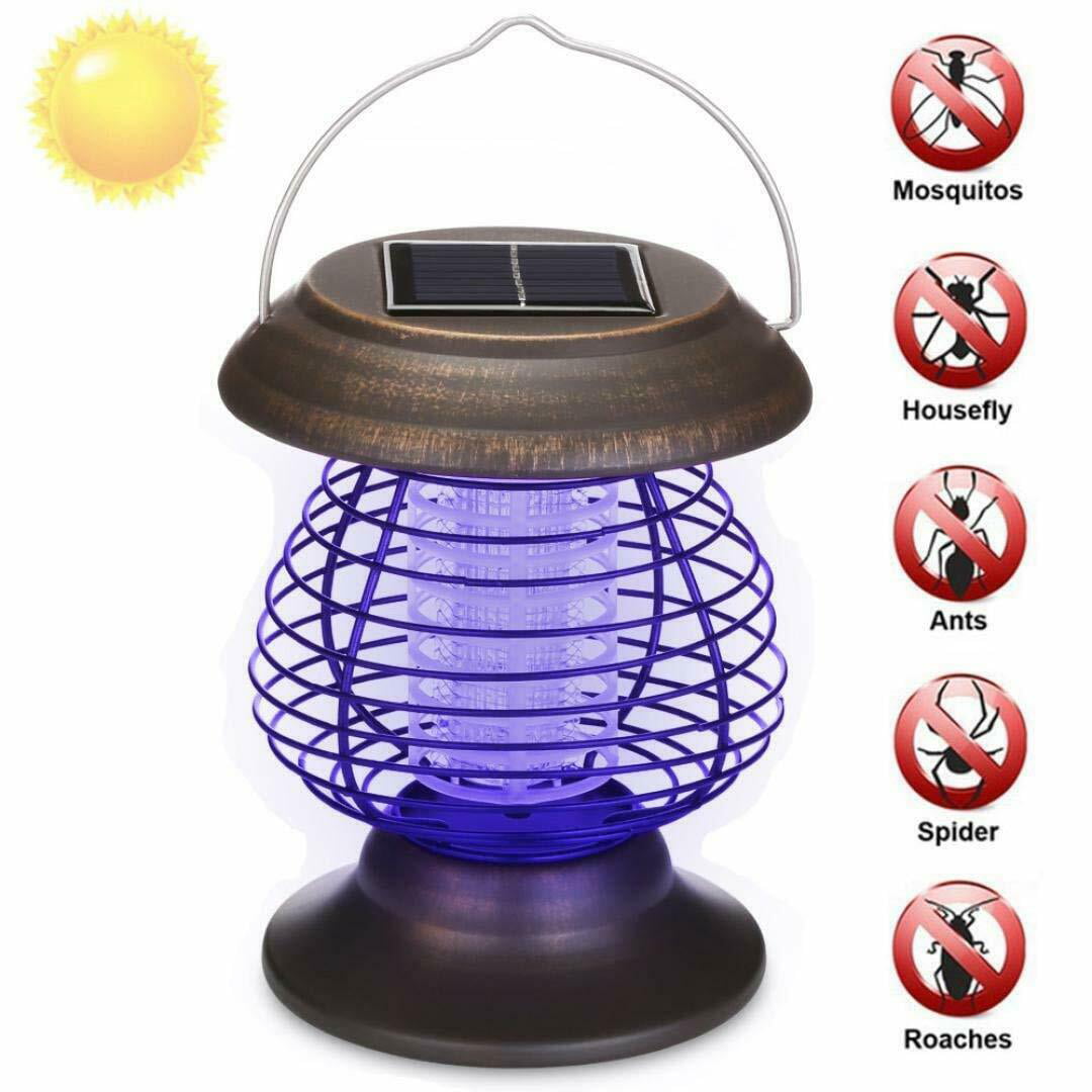 Light-up Solar Powered LED Light & UV Bug Zapper Kill mosquitoes 