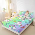 thumbnail image 4 of Manfei Kawaii Unicorn Twin Sheet Sets,Cute Rainbow Lightning Pattern Twin Fitted Sheet,Yellow Green Purple Ombre Flat Sheet For Girls Teens,Breathable Home Decor,3 Pieces, 4 of 7