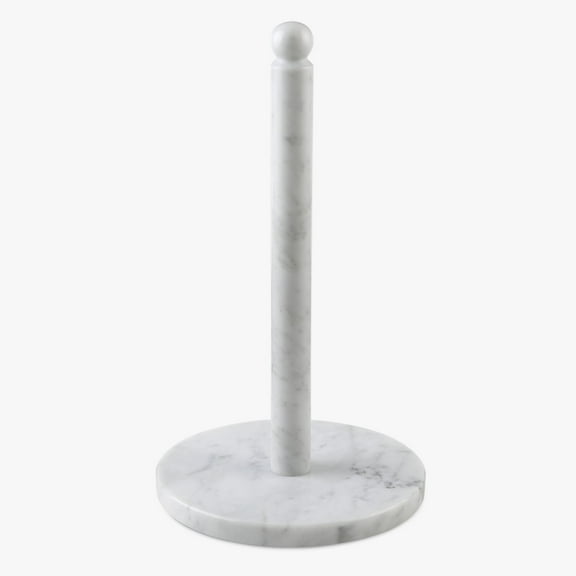 Koville Luxury Marble Paper Towel Holder, Stone Rod (Bianco Carrara)