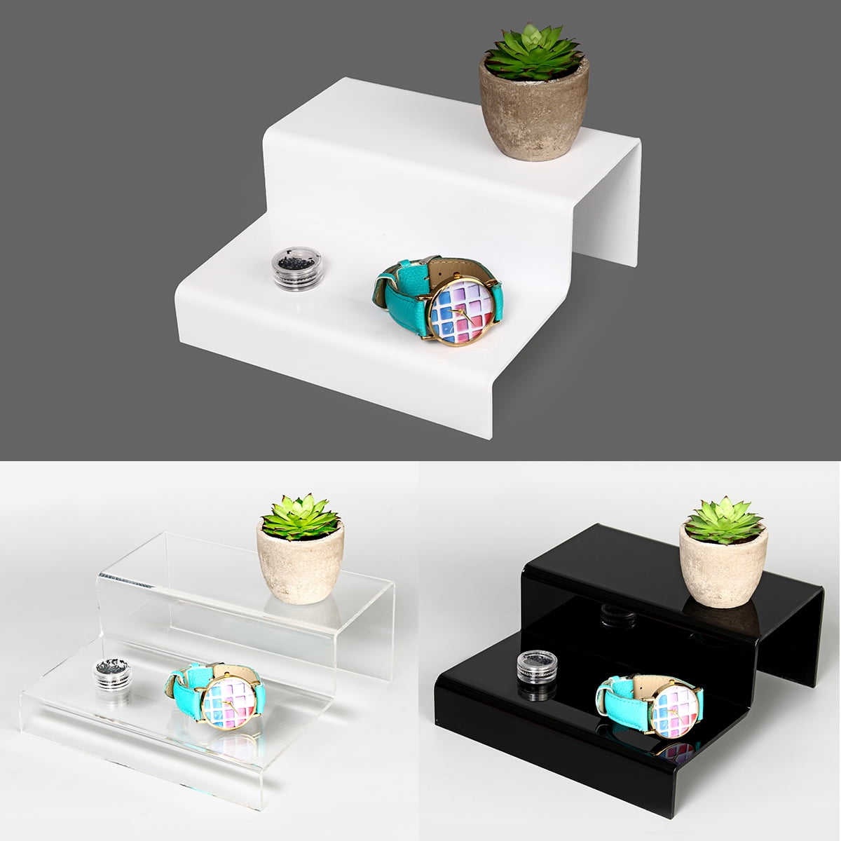 2 Tier Acrylic Shelf Risers and Organizers Ideal for Kitchen